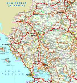 Cartina stradale dell'Epiro
